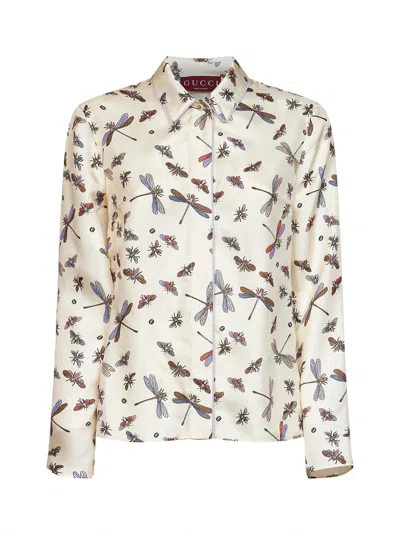 Gucci Wildlife-print Silk Twill Shirt In Multi