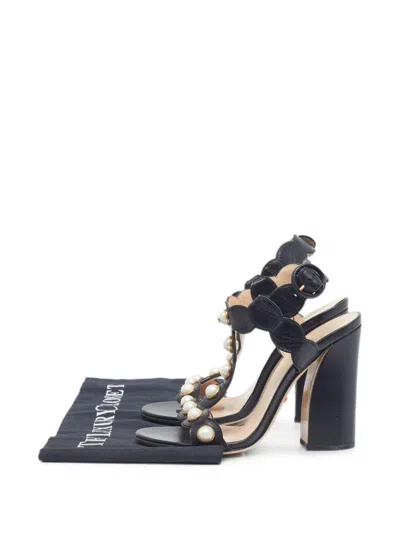 Pre-owned Gucci Willow Faux-pearl Sandals In Black