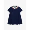 Gucci Wintery Night Sky/mx Short-sleeve Cotton Polo Dress 6-36 In Blue