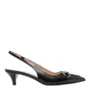 Gucci Horse-collar Button Open-heel Shoes In Black