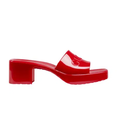 Pre-owned Gucci Wmns 60mm Slide Sandal 'hibiscus Red' | Women's Size 3