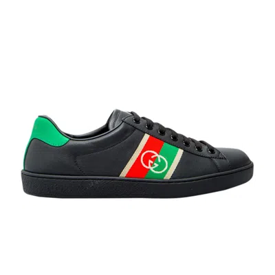Pre-owned Gucci Wmns Ace Elastic Web 'interlocking G - Black' | Women's Size 34