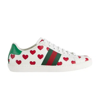 Pre-owned Gucci Wmns Ace 'hearts' In White