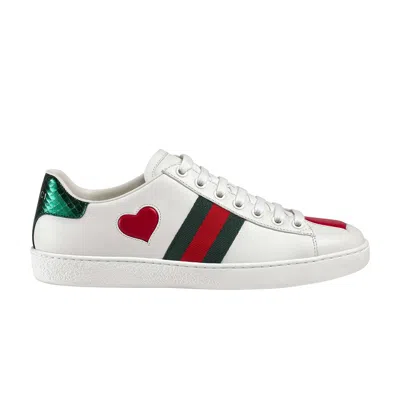 Pre-owned Gucci Wmns Ace Low 'heart' | White | Women's Size 38