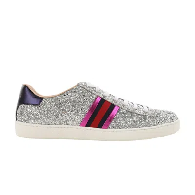 Pre-owned Gucci Wmns Ace 'silver Glitter' | Women's Size 39
