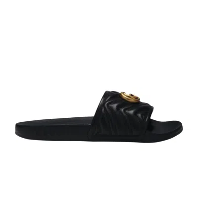 Pre-owned Gucci Wmns Gg Marmount Slide 'black' | Women's Size 35