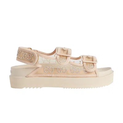 Pre-owned Gucci Wmns Gg Sandal 'crystals - Rose Beige' In Cream