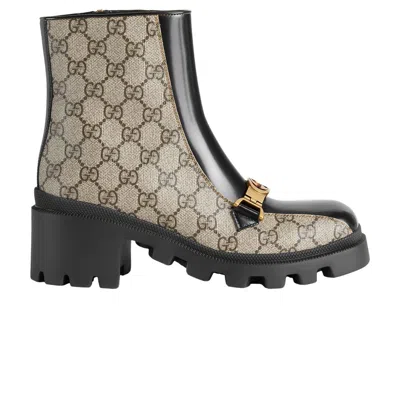 Pre-owned Gucci Wmns Gg Supreme Ankle Boot 'dark Beige' | Brown | Women's Size 1