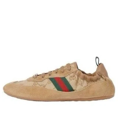 Gucci Shift Low Top Sneakers Rubber Sole Stripe In Brown