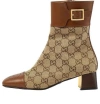 Gucci Ellis Gg-logo Leather-trimmed Ankle Boots
