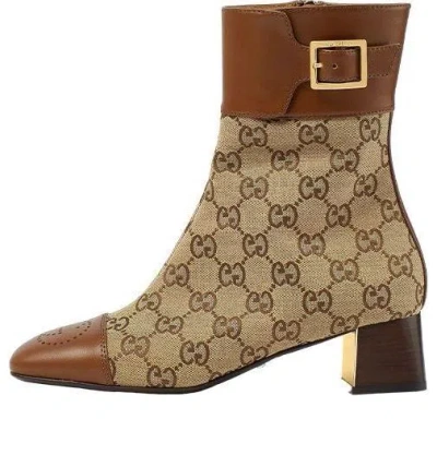 Gucci (wmns)  Ankle Boots With Gg Monogram 'brown Beige'