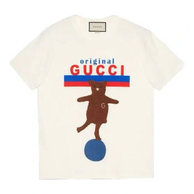 Gucci (wmns)  Bear Decorated Letter Short Sleeve For White In Neutral