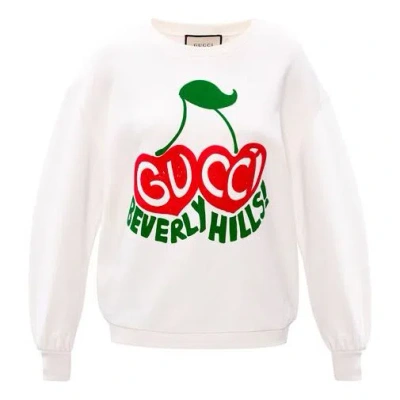 Gucci (wmns)  Beverly Hills Cherry Printed Loose Long Sleeve White
