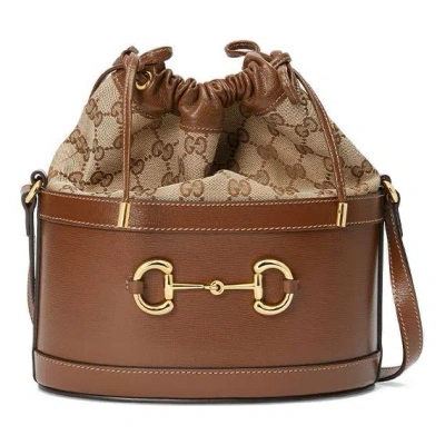 Gucci (wmns)  Button1955 Series Drawstring Bag Single Shoulder Bag Brown
