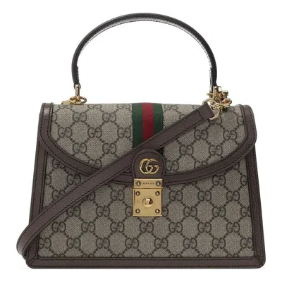 Gucci (wmns)  Canvas Ophidia Series Gg Single-shoulder Bag Small Creamy/brown