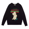 Gucci Kitten Crew-neck Sweatshirt In Black