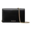 Gucci (wmns)  Chain Wallet With  Script 'black Leather'