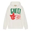 Gucci (wmns)  Cotton Jersey Hooded Sweatshirt With  Depuis 1921 Cat Print 'white' In Neutral