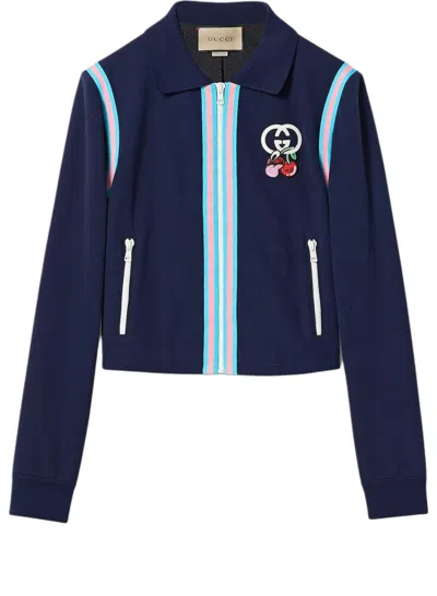 Gucci (wmns)  Cotton Piquet Zip Cardigan With Patch 'dark Blue'