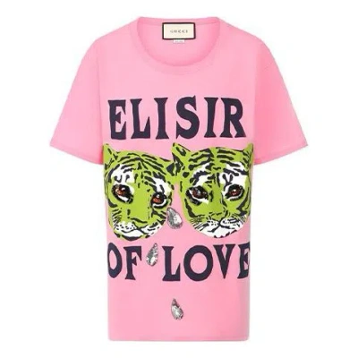 Gucci (wmns)  Cotton Tiger Print Short Sleeve Pink