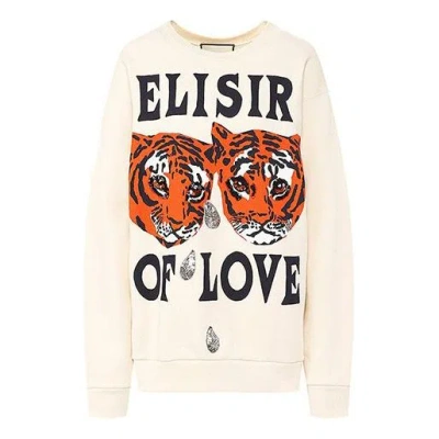 Gucci (wmns)  Cotton Tiger Printed Loose Sweatshirt White