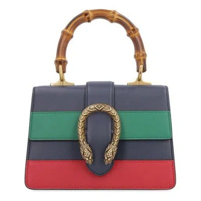Gucci (wmns)  Dionysus Tiger Head Bamboo Stripe Leather Handbag 'navy Blue Green Red' In Multi