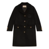 Gucci Double G Embroidered Button-front Coat In Black