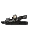 Gucci Nappa Leather Open Toe Flat Sole Sandals In Black