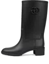 Gucci Double G Leather Boots In Black