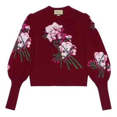 Gucci (wmns)  Floral-intarsia Wool Jumper 'burgundy'