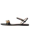 Gucci Double G Leather Sandals In Black
