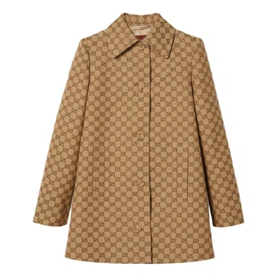 Gucci (wmns)  Gg Canvas Coat 'beige Brown' In Orange