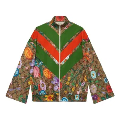 Gucci (wmns)  Gg Floral Printed Zipper Jacket For Brown
