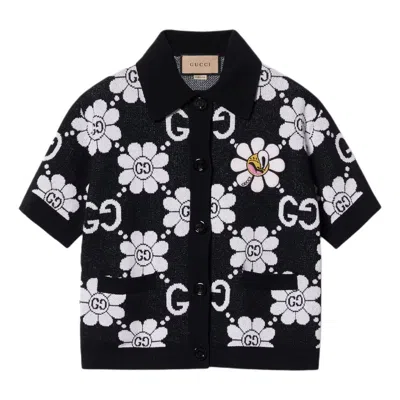 Gucci (wmns)  Gg Flower Cotton Jacquard Cardigan 'black White'