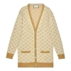 Gucci (wmns)  Gg Golden And Silver Silk Wool Cardigan For Golden In Neutral