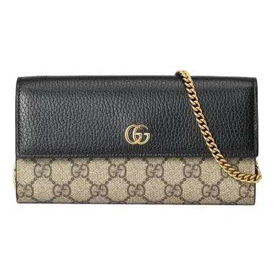 Gucci (wmns)  Gg Marmont Chain Wallet 'beige Ebony' In Black