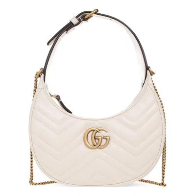 GUCCI (WMNS) GUCCI GG MARMONT HALF-MOON-SHAPED MINI BAG 'MYSTIC WHITE'