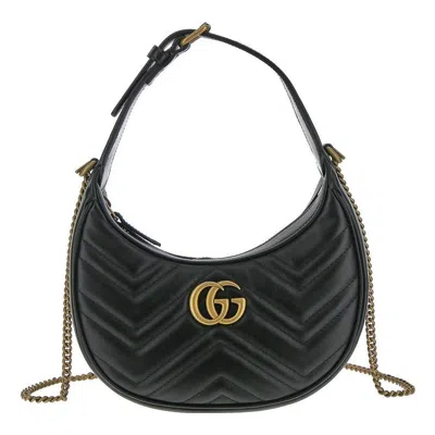 GUCCI (WMNS) GUCCI GG MARMONT HALF-MOON-SHAPED MINI BAG 'NERO'