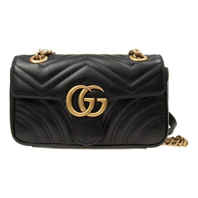 Gucci (wmns)  Gg Marmont Leather Single-shoulder Chain Bag Mini Black