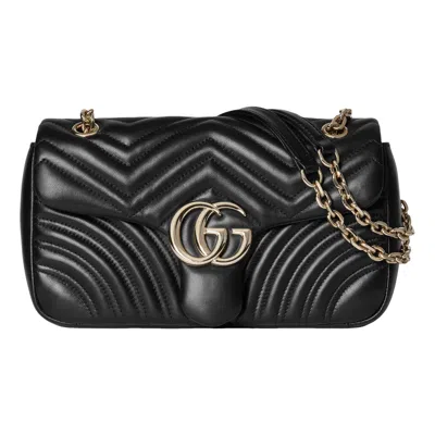Gucci Black Gg Marmont Medium Shoulder Bag