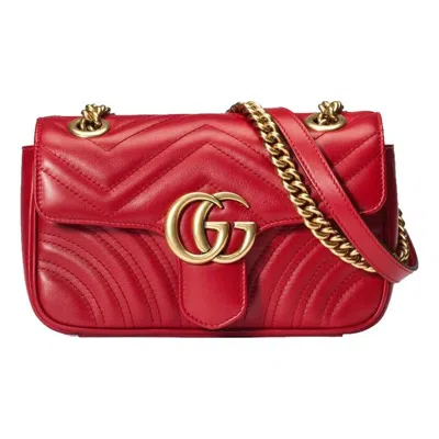 GUCCI (WMNS) GUCCI GG MARMONT MINI SHOULDER BAG RED