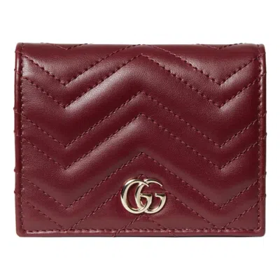 GUCCI (WMNS) GUCCI GG MARMONT QUILTED LEATHER WALLET 'RED LEATHER'