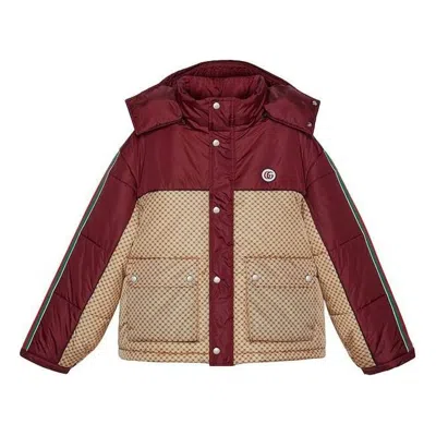 Gucci (wmns)  Gg Parachute Nylon Padded Jacket 'beige Burgundy'