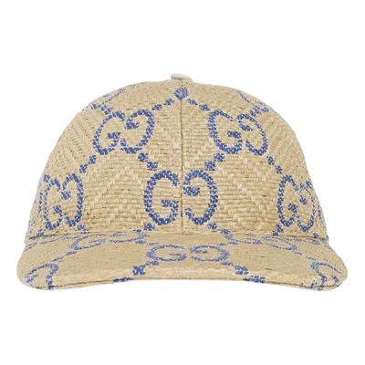 Gucci 7017133hajf9577 Gg Monogram Raffia Baseball Cap In Multi