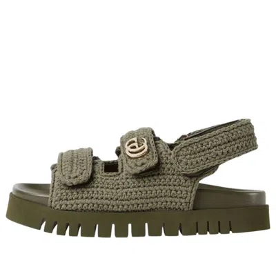Gucci (wmns)  Gg Sandals 'dark Green Cotton Crochet'