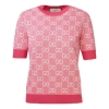 Gucci (wmns)  Gg Wool-blend Pearl Cotton Sweater For Pink/red
