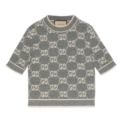 Gucci (wmns)  Gg Wool Boucl Jacquard Top 'grey Ivory'