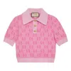 Gucci Gg Cropped Wool Jacquard Polo Shirt In Pink
