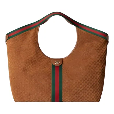 Gucci Giglio Large Tote Bag In Brown