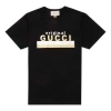 Gucci (wmns)  Gold And Silver Striped Letter Logo Short Sleeve For Black